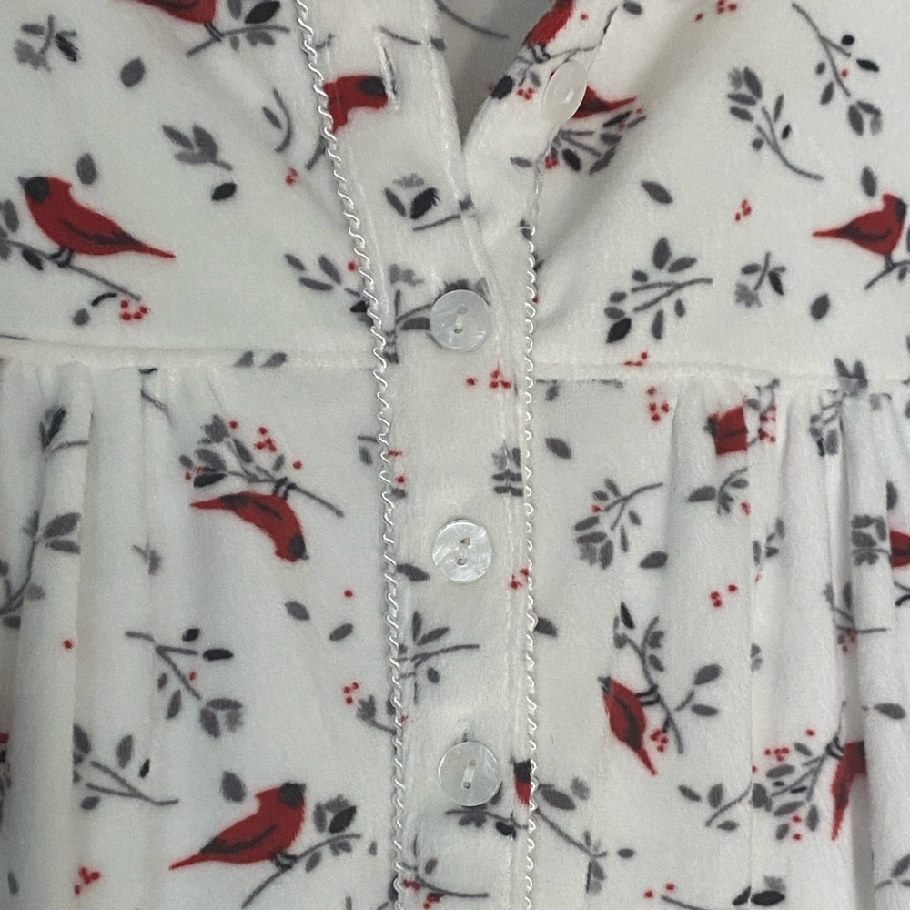 Aria Nightgown 3X White Red Cardinals Extremely Soft Long‎ Sleeve Grannycore - Picture 6 of 9